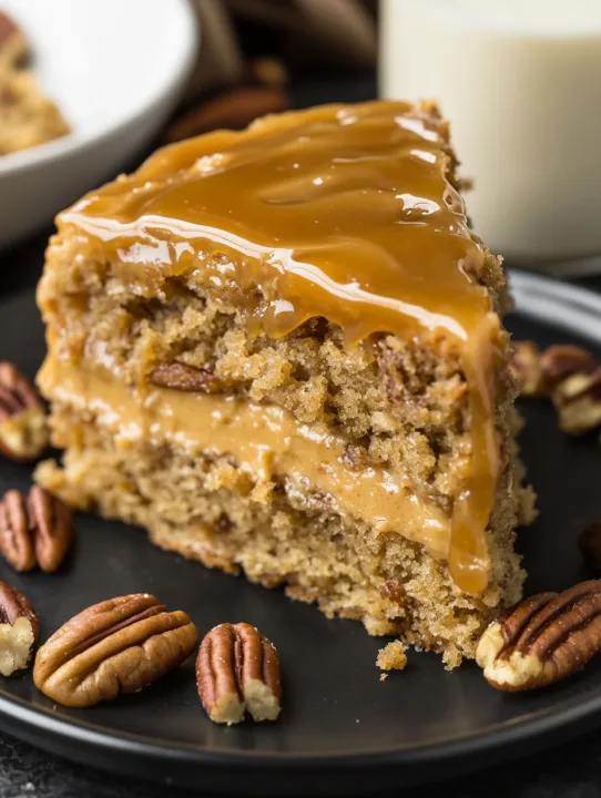 banana pecan caramel layer cake recipe